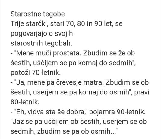 Se trije starejši možje pogovarjajo o starostnih tegobah 🙈