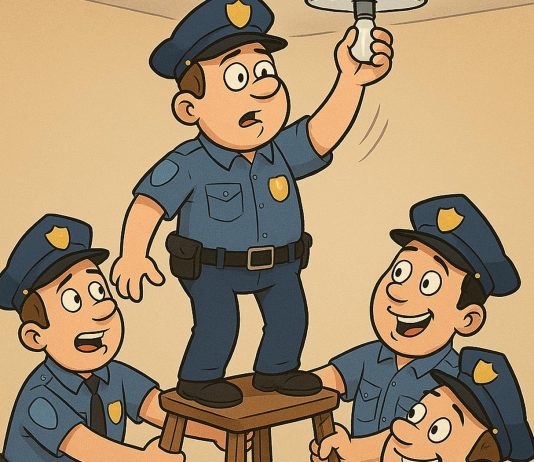 Koliko policistov je potrebno za menjavo žarnice?