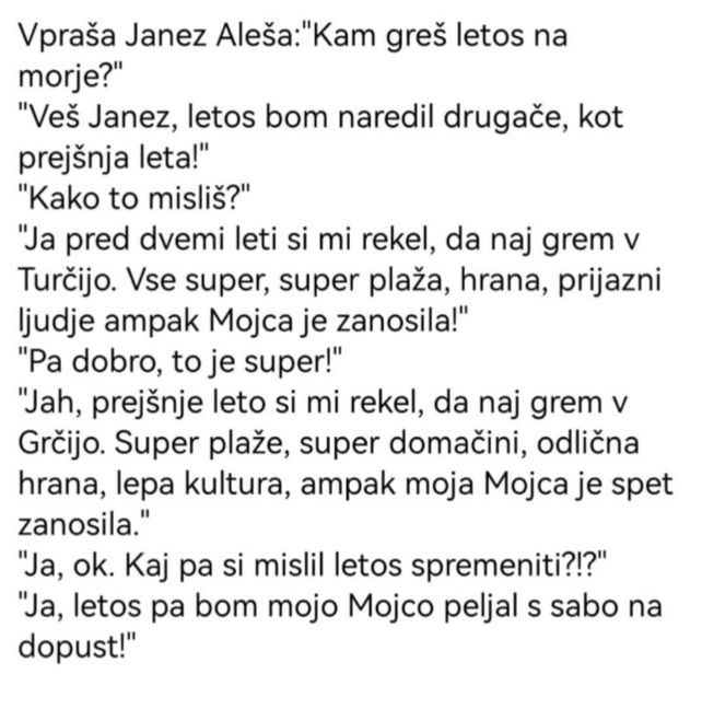 mojca zanosi - Mo&scaron;ki hodi na dopust brez svoje Mojce