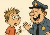 Jurček opazuje policista pri delu policist